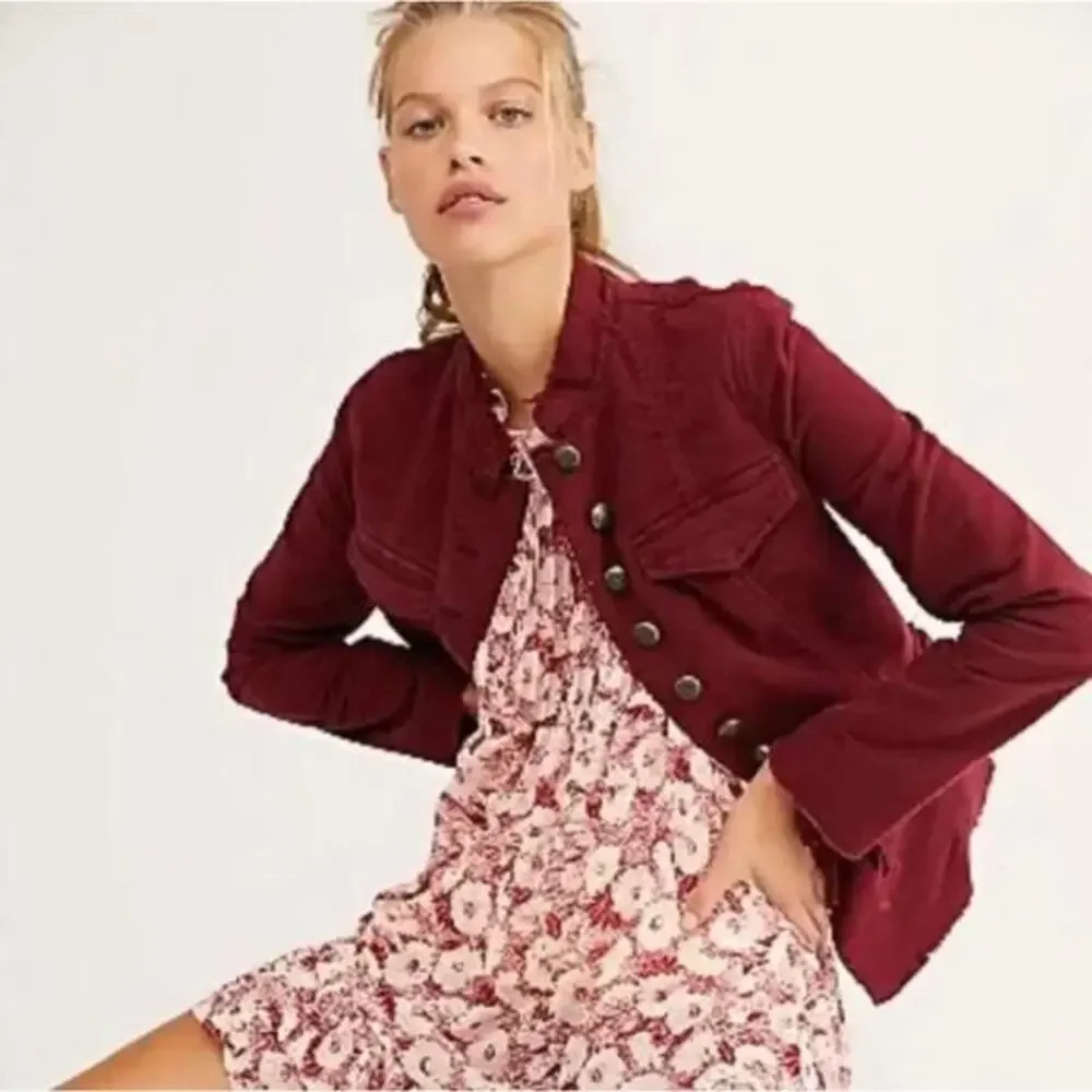 Free people‎ M Red Ella women's utility Jacket